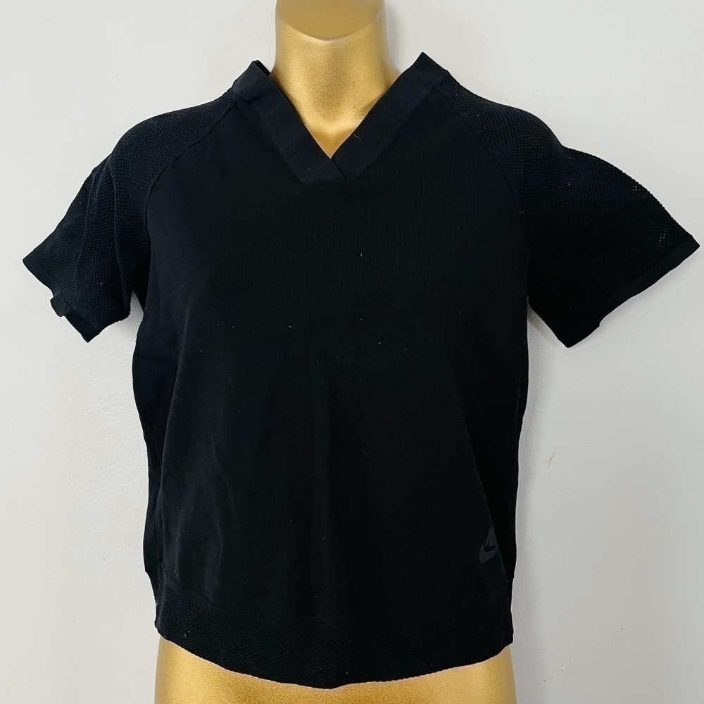 NIKE body con sexy v neck mesh short sleeve top